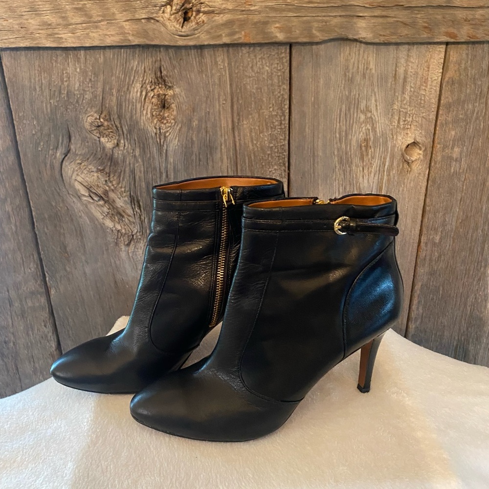 Nine West Black Ankle Boots with Gold Accents